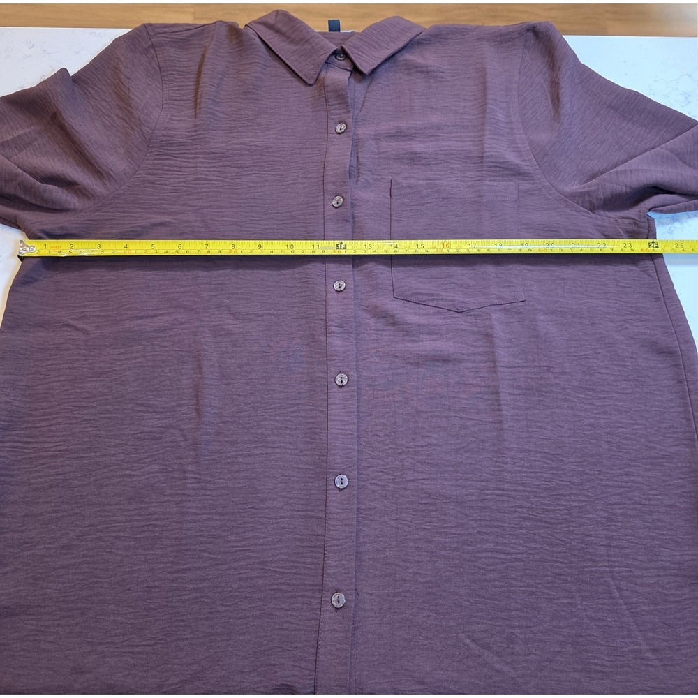 Fashion Nova Brown Textured Button Down‎ Long Sleeve Shirt 1X TT3231 SET - Picture 6 of 9